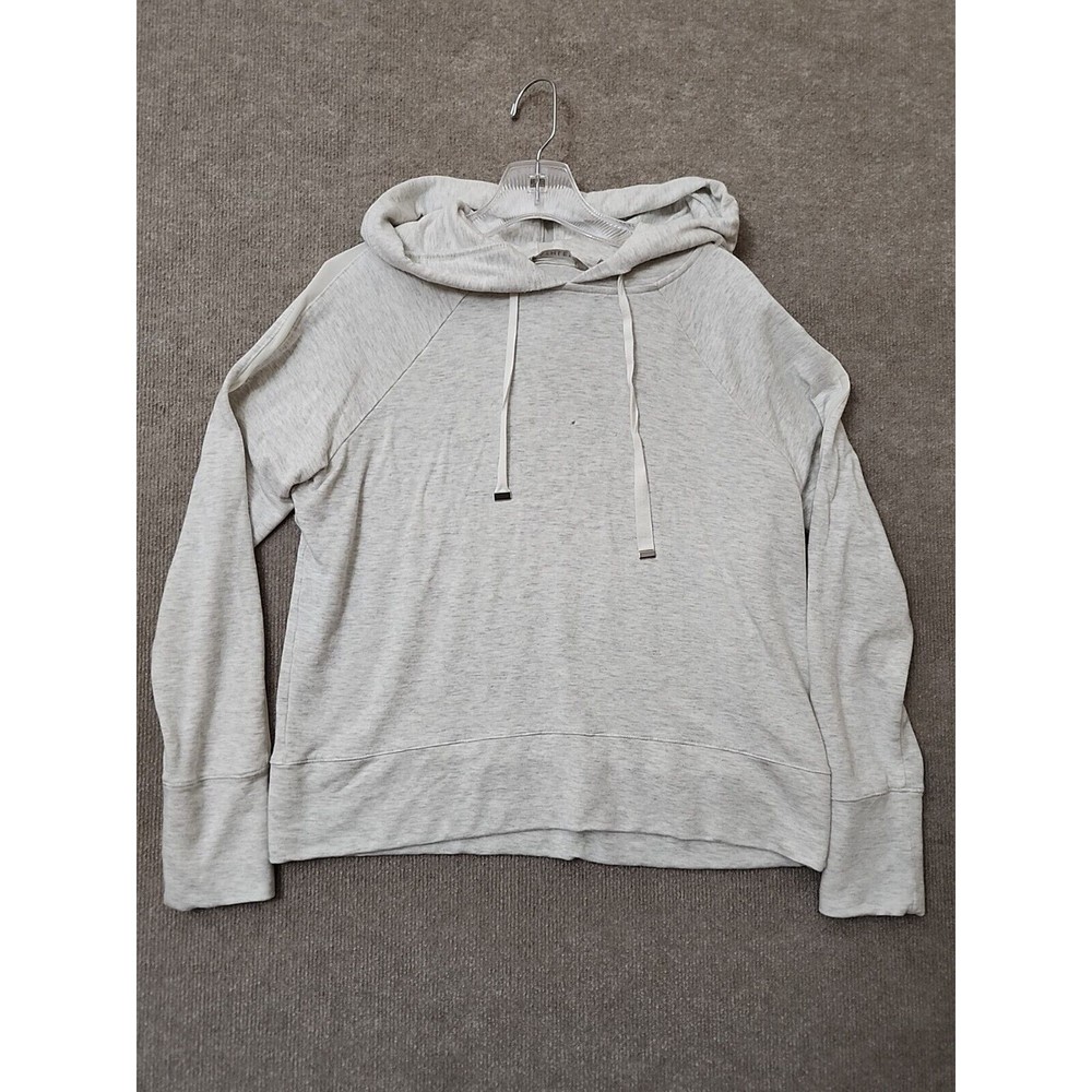 Athleta Open Hearted Hoodie Pullover Womens M Light Gray Sweatshirt Long Sleeve
